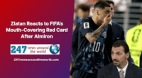 Zlatan Reacts to FIFA’s Mouth-Covering Red Card After Almiron